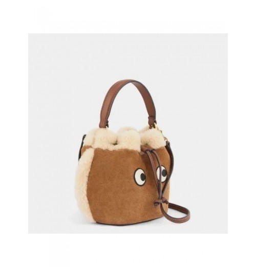 2023 Winter New Women Cute Plush Leather Bucket Bag Eyes Patchwork Shoulder Bag Ladies Brown Handbag Crossbody Bags Add To Wishlist