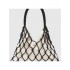 Women Handmade Woven Rope Mesh Canvas Shoulder Bag 2023 Summer New Ladies Fashion White Hollow Out Handbag