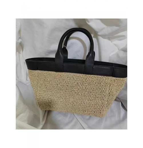 Women Straw Woven Mini Tote Bag 2023 Four Seasons All-Match Ladies Large Capacity Sea Grass Knitted Handbag