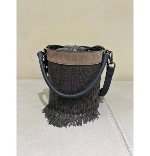 Women’s Barrel Type Beadings Tassels Bags Fashion All-Match 2023 New Ladies Lace-Up Drawstring Shoulder Handbags