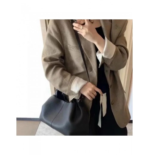 Women’s Genuine Leather Messenger Bags Female Solid Color Dumpling Handbag 2023 Fashion New All-Match Shoulder Bag